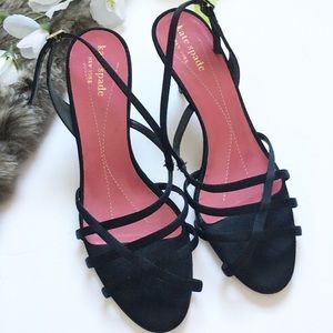 Kate Spade Emily Heels Strappy Black Pumps Leather